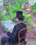  Henri  Toulouse-Lautrec Desire Dihau Reading a Newspaper in the Garden China oil painting reproduction
